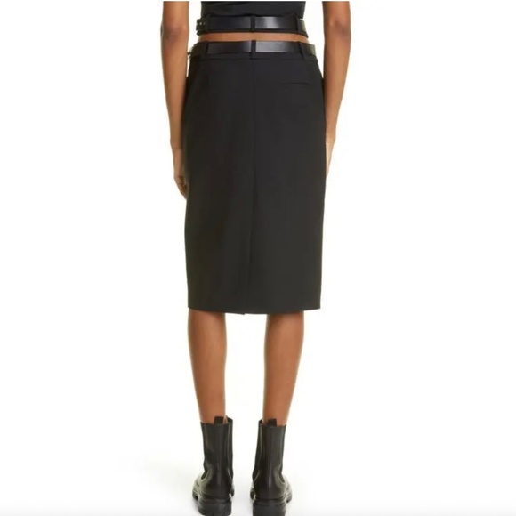 Monse Belted Cross Over Waist Black Wool Pencil Skirt US14 Size XL NWT - Picture 4 of 6